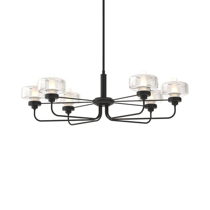 Nola Pendant Light in Black/Clear Glass with Frost.