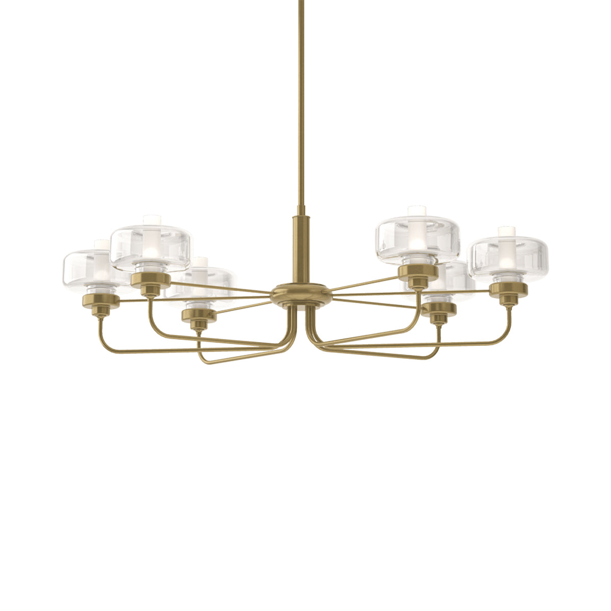 Nola Pendant Light in Modern Brass/Clear Glass with Frost.