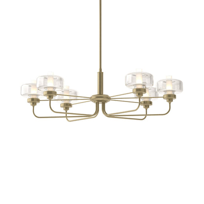 Nola Pendant Light in Soft Gold/Clear Glass with Frost.