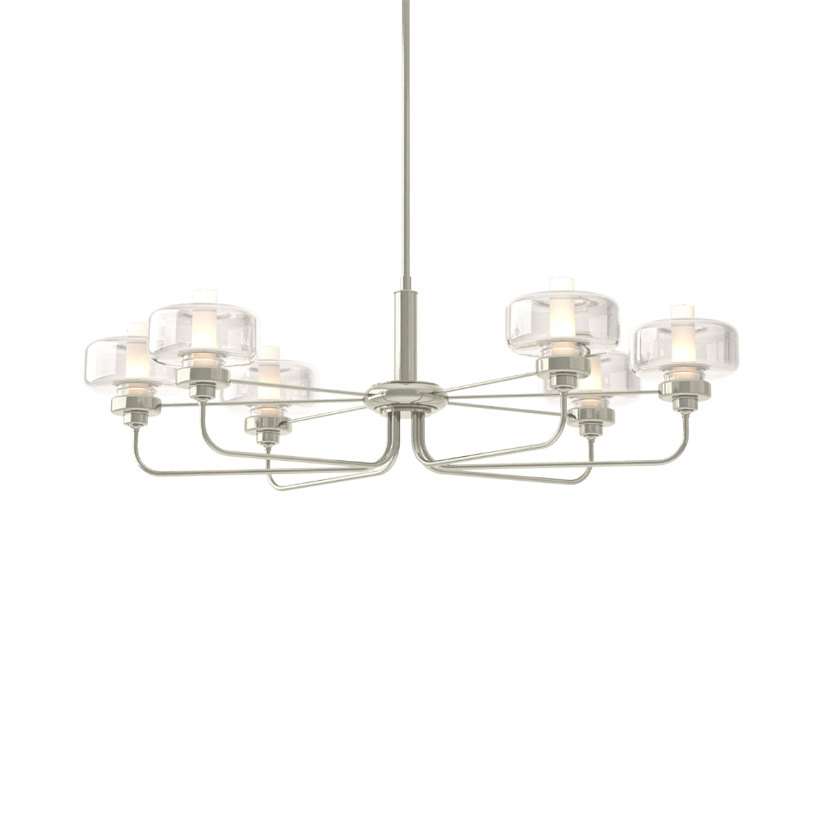 Nola Pendant Light in Sterling/Clear Glass with Frost.