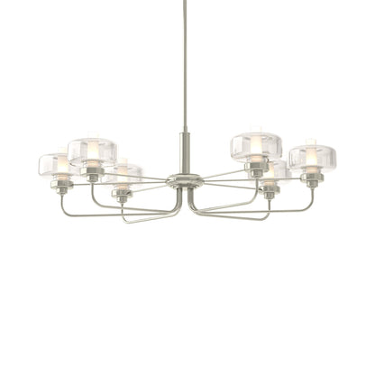 Nola Pendant Light in Sterling/Clear Glass with Frost.