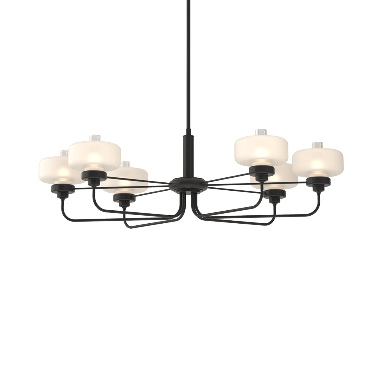 Nola Pendant Light in Black/Frost with Clear Glass.