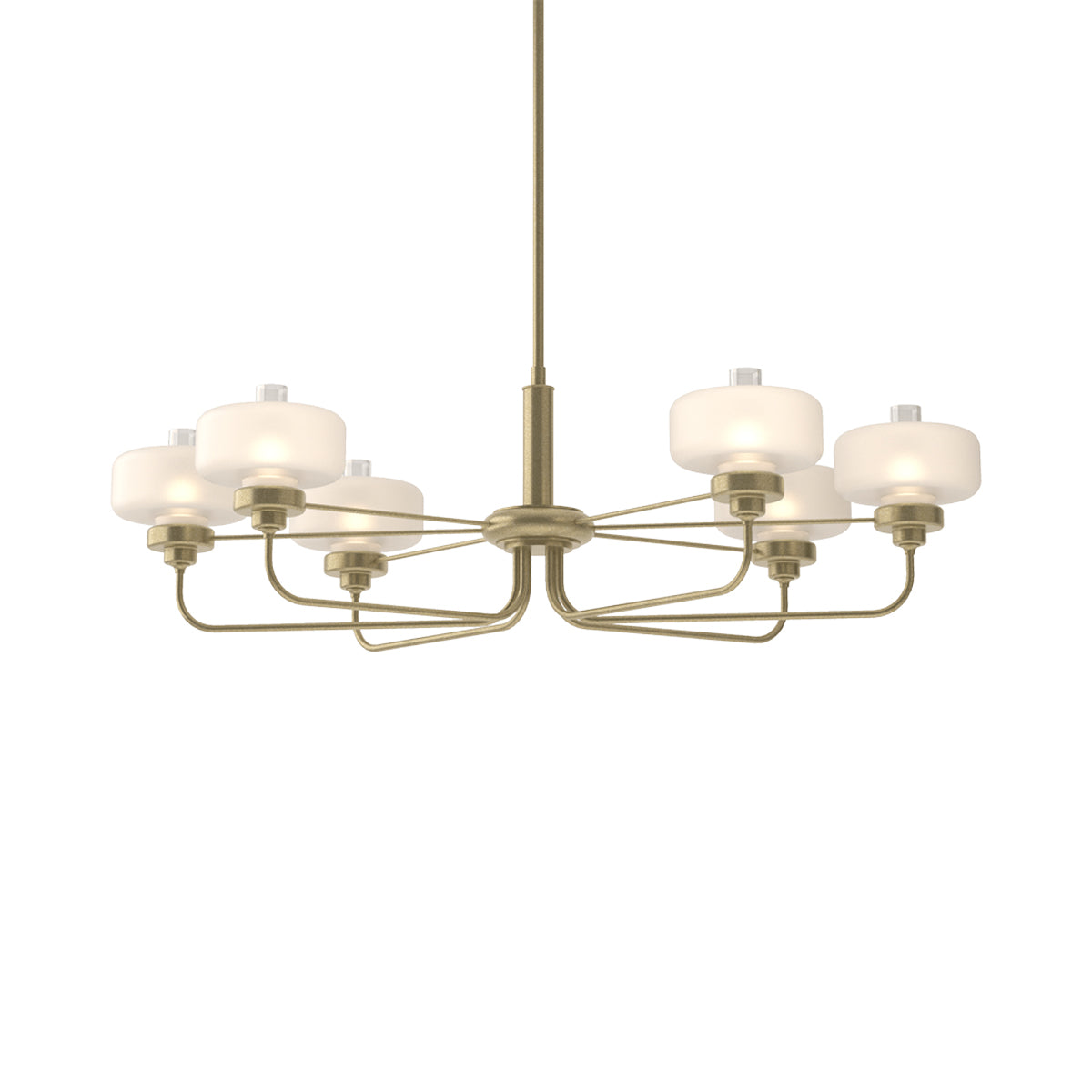 Nola Pendant Light in Soft Gold/Frost with Clear Glass.