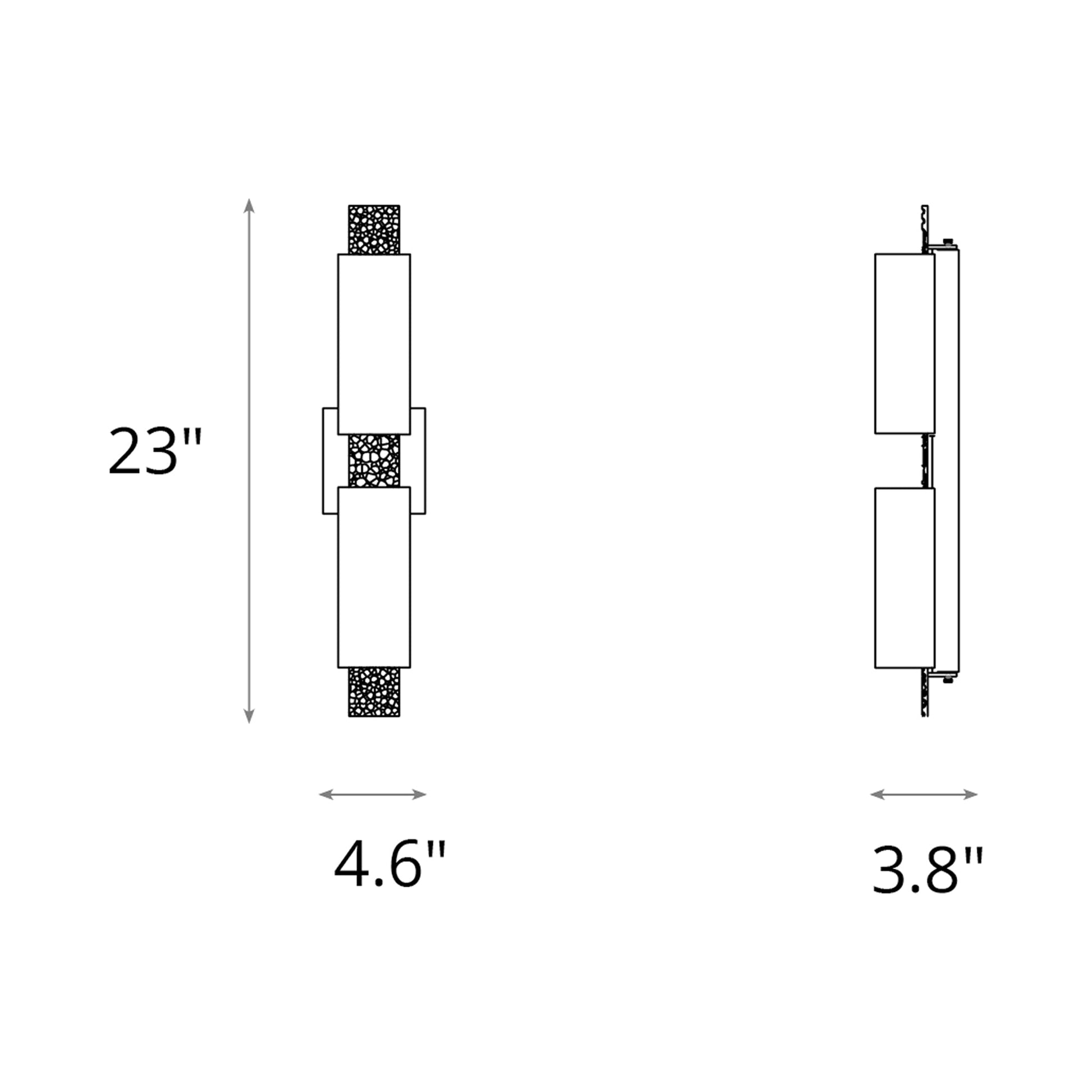 Oceanus Bath Vanity Light - line drawing.