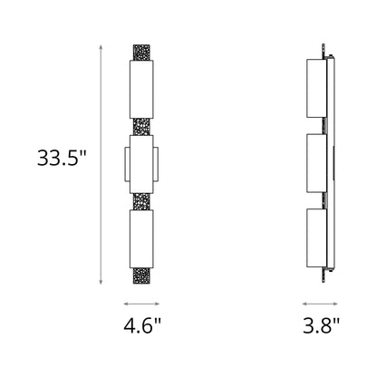 Oceanus Bath Vanity Light - line drawing.