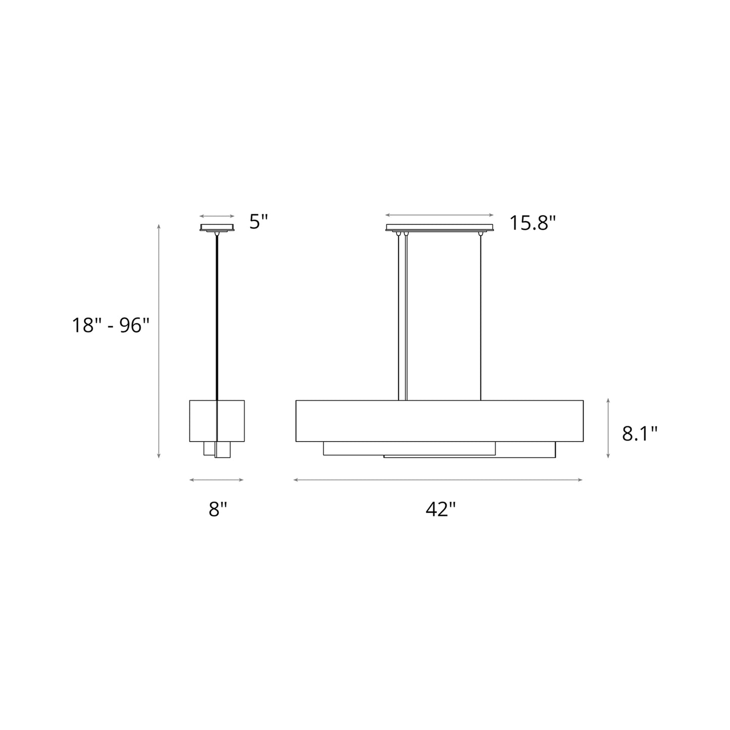 Oceanus Pendant Light - line drawing.