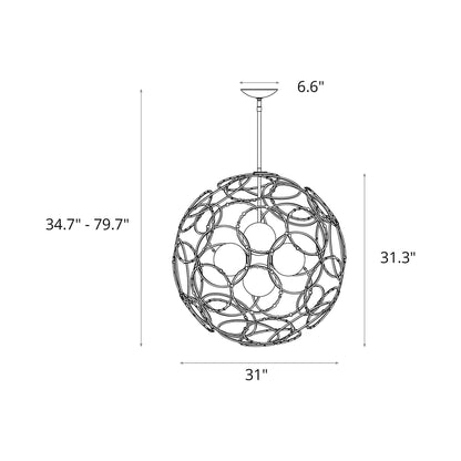 Olympus Orb Pendant Light - line drawing.