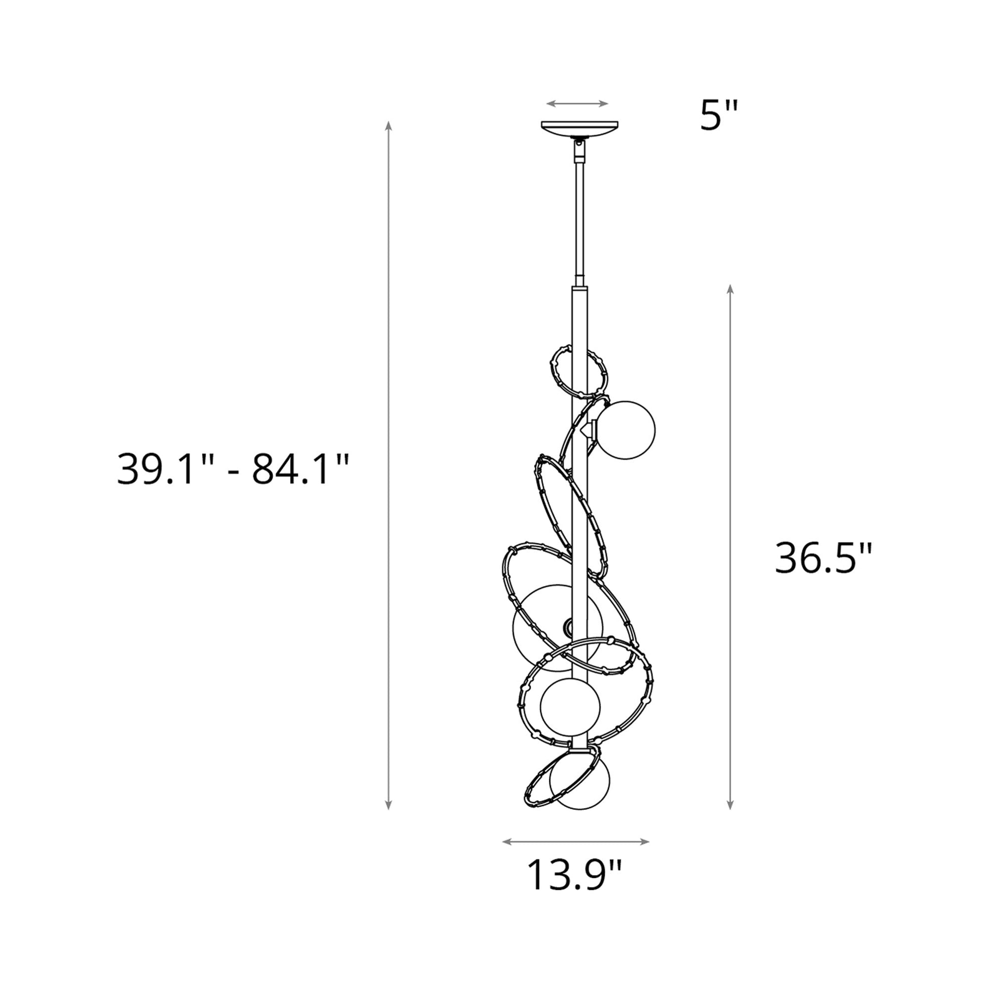 Olympus Vertical Pendant Light - line drawing.