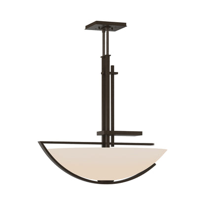 Ondrian Bowl Pendant Light in Bronze/Opal Glass.