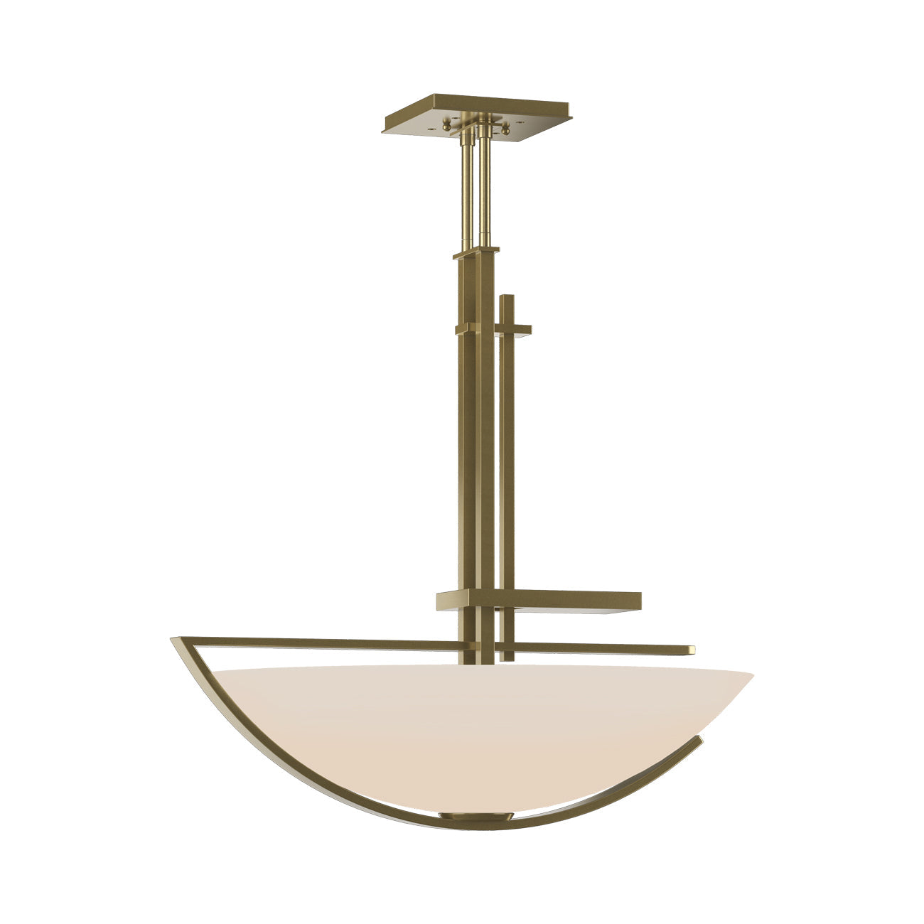 Ondrian Bowl Pendant Light in Modern Brass/Opal Glass.