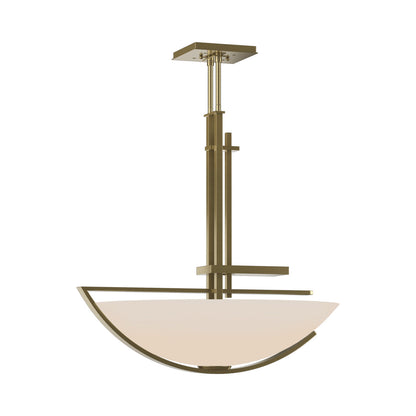 Ondrian Bowl Pendant Light in Modern Brass/Opal Glass.