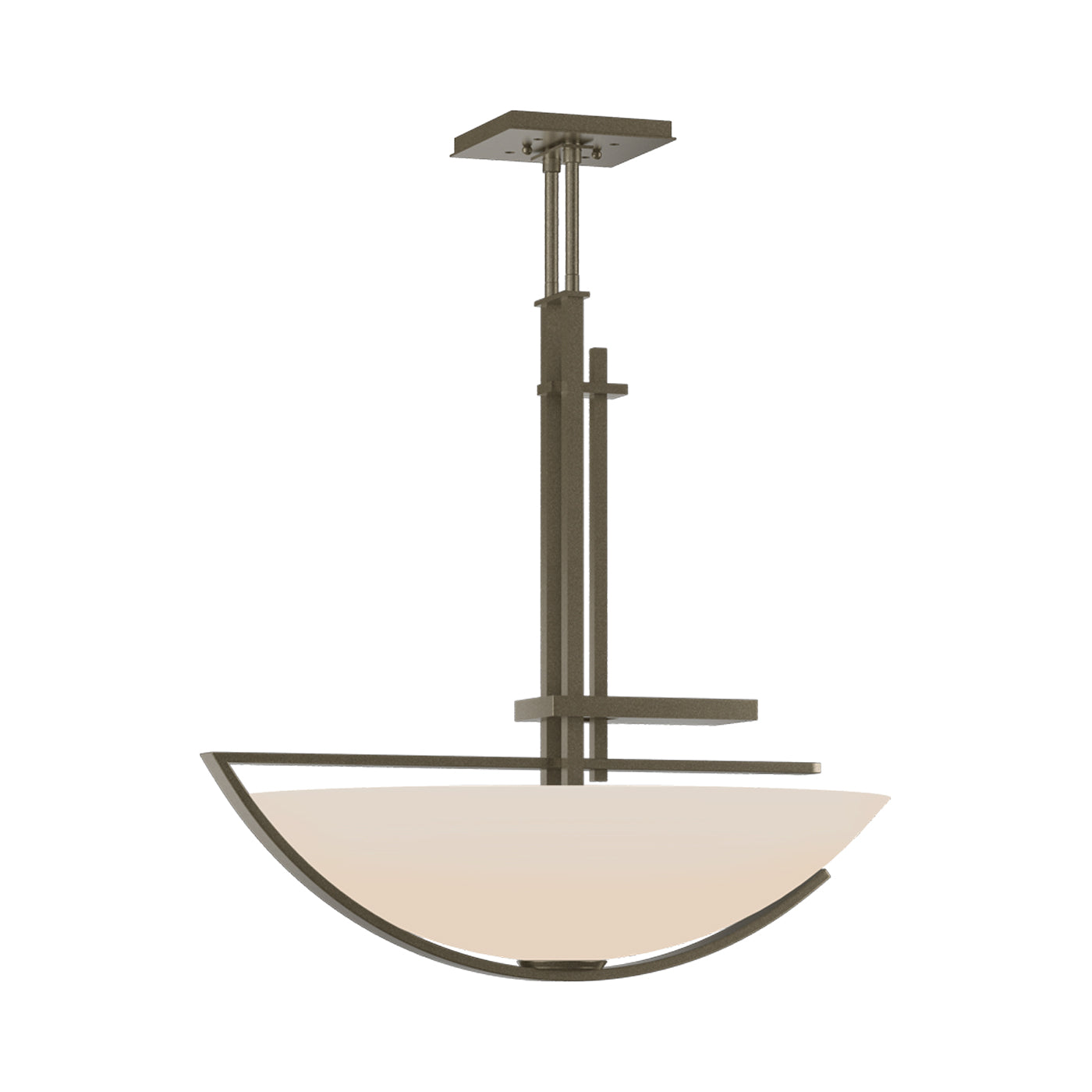 Ondrian Bowl Pendant Light in Soft Gold/Opal Glass.