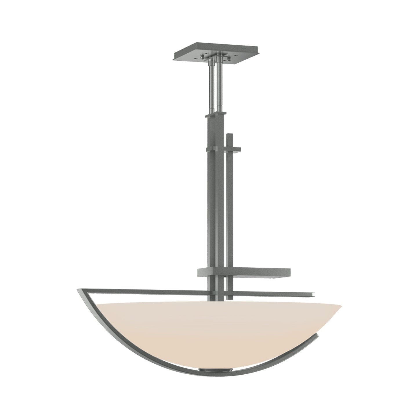 Ondrian Bowl Pendant Light in Vintage Platinum/Opal Glass.