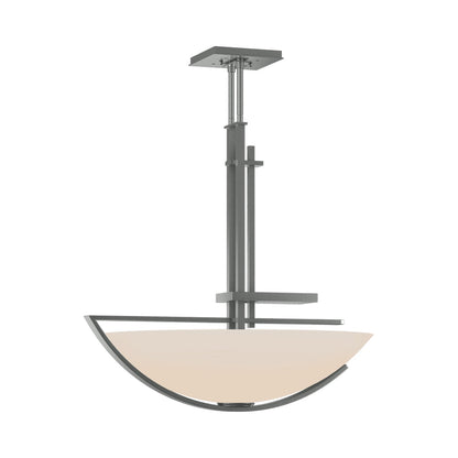 Ondrian Bowl Pendant Light in Vintage Platinum/Opal Glass.
