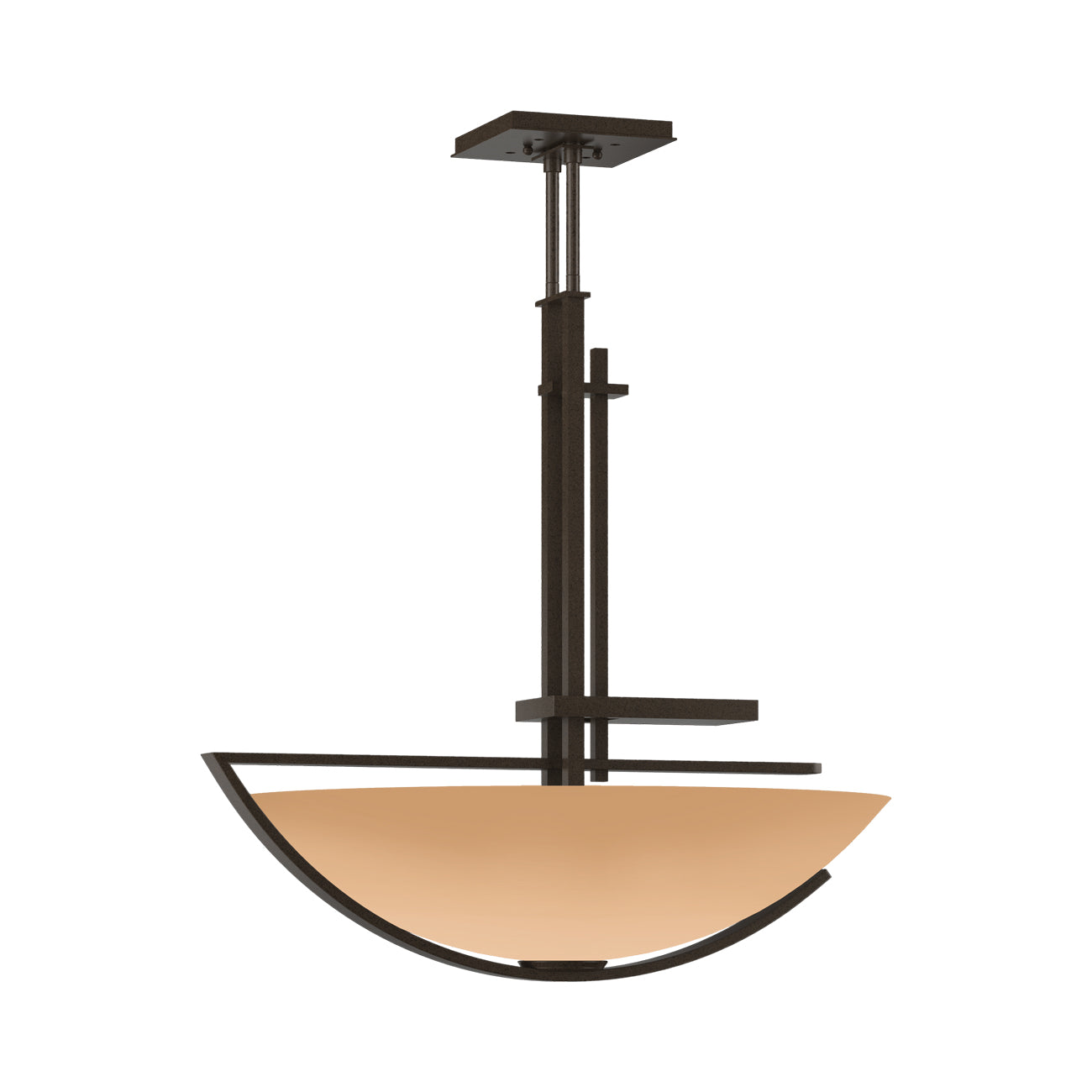 Ondrian Bowl Pendant Light in Bronze/Sand Glass.