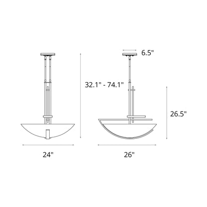Ondrian Bowl Pendant Light - line drawing.