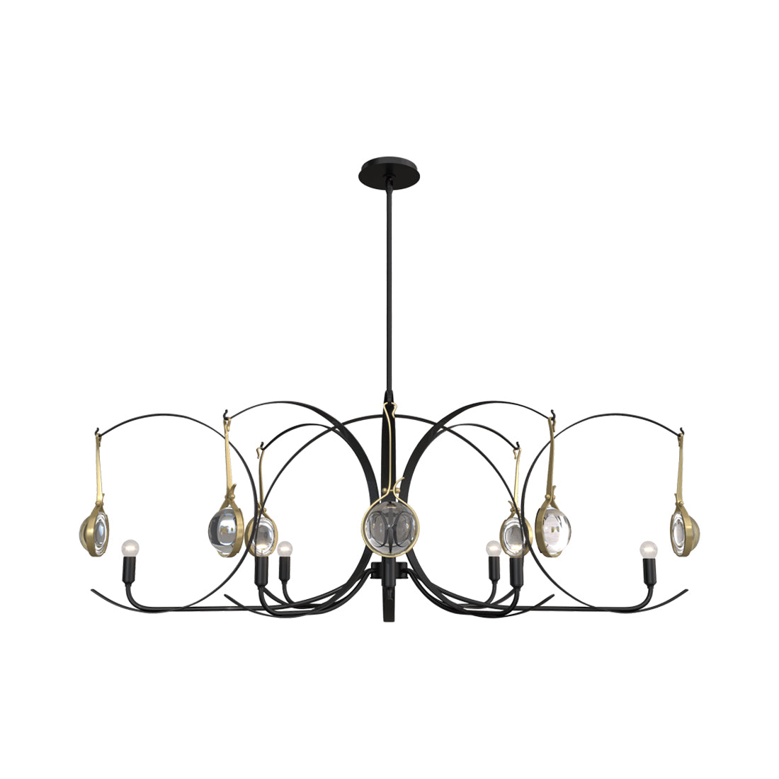 Optic Oval Pendant Light in Black/Modern Brass.