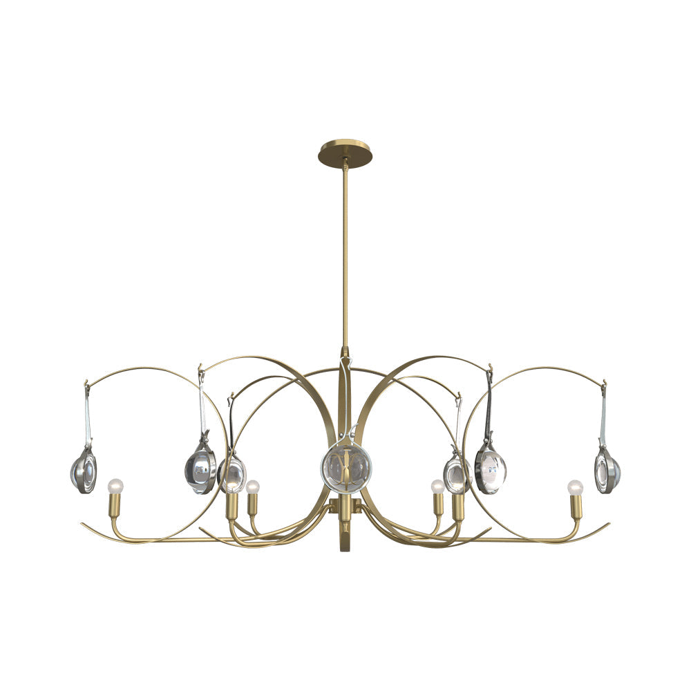 Optic Oval Pendant Light in Modern Brass/Sterling.