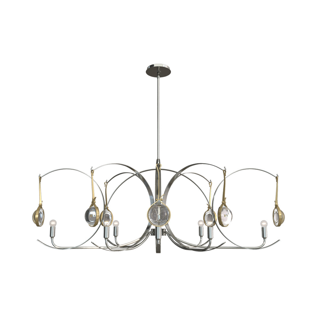 Optic Oval Pendant Light in Sterling/Modern Brass.