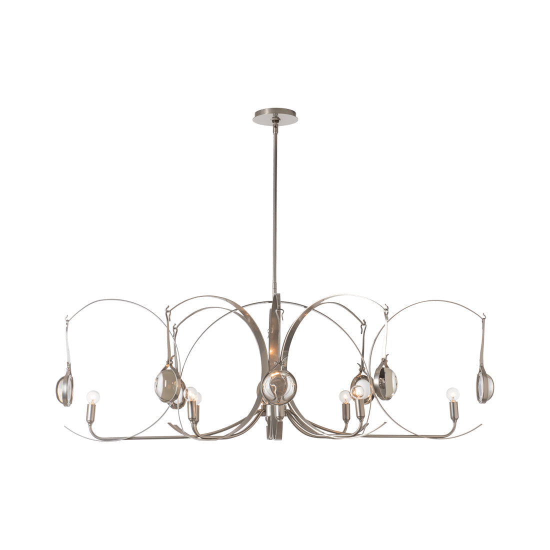 Optic Oval Pendant Light in Sterling/Sterling.