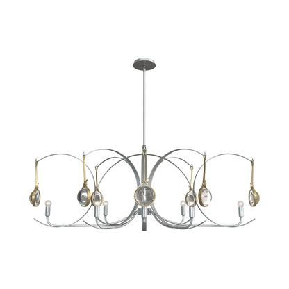 Optic Oval Pendant Light in Vintage Platinum/Modern Brass.