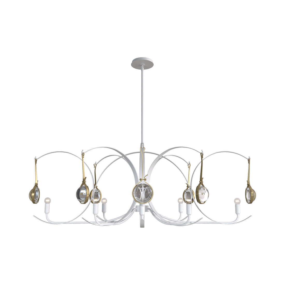 Optic Oval Pendant Light in White/Modern Brass.