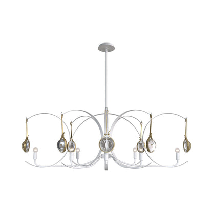 Optic Oval Pendant Light in White/Modern Brass.