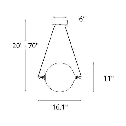 Otto Sphere Low Voltage Mini Pendant Light - line drawing.