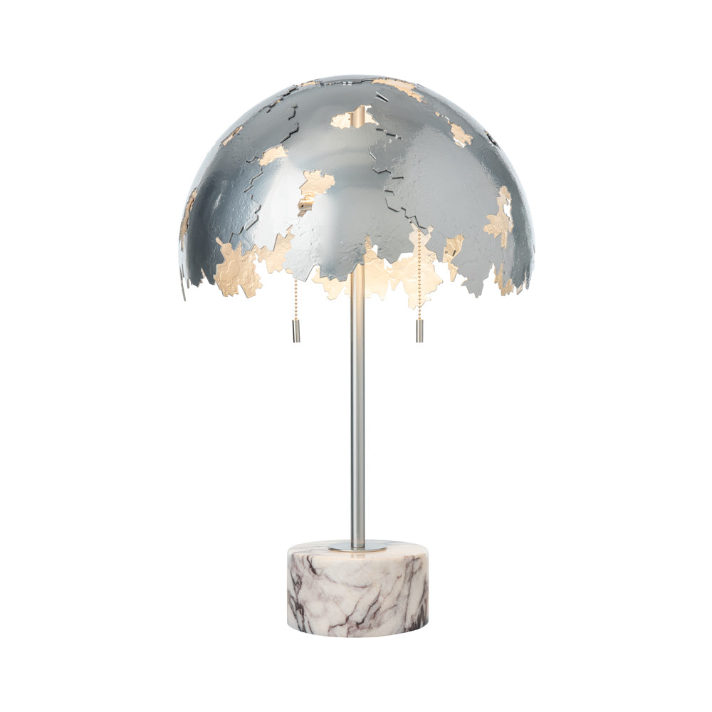Pangea Dome Table Lamp in Sterling/Lilac Marble.