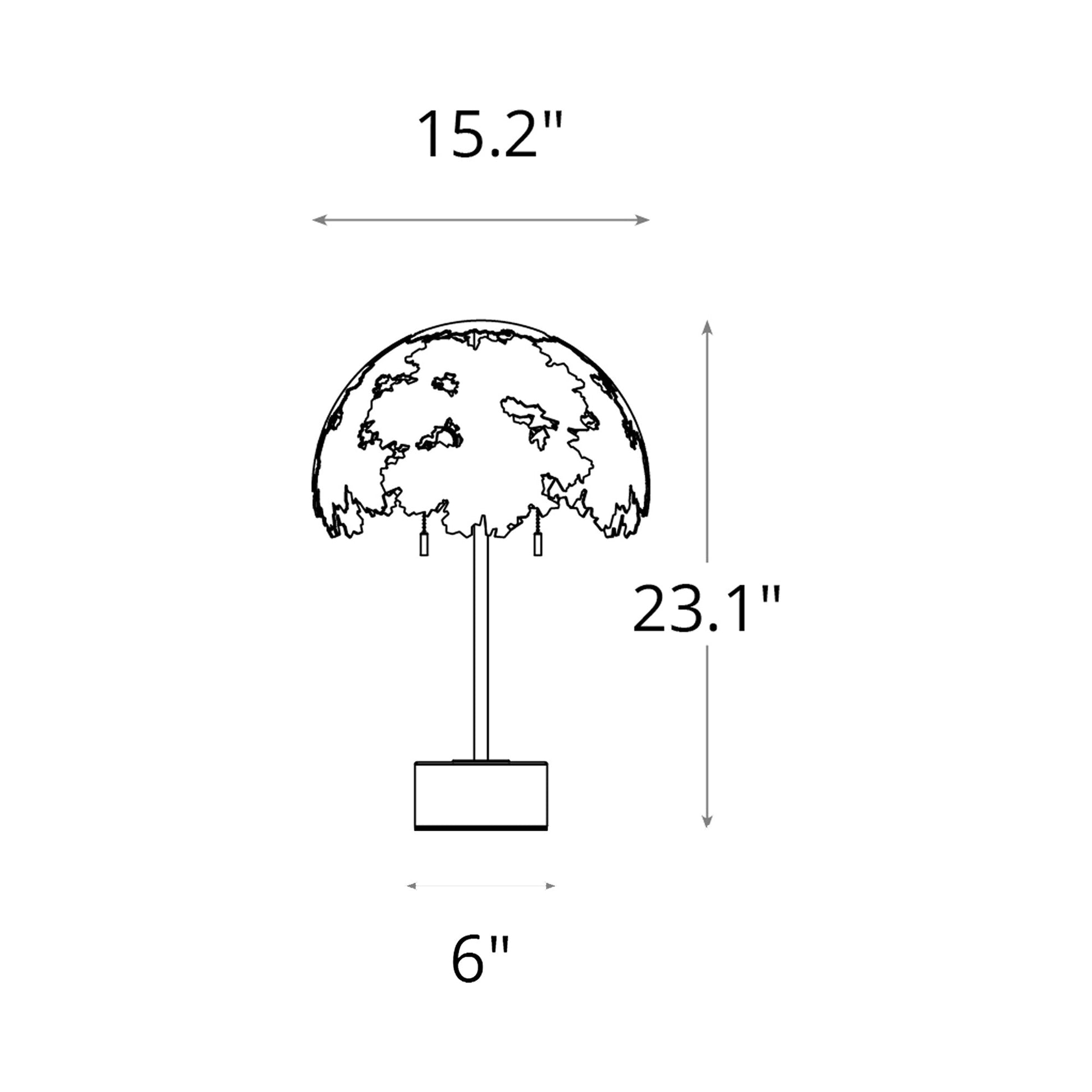 Pangea Dome Table Lamp - line drawing.