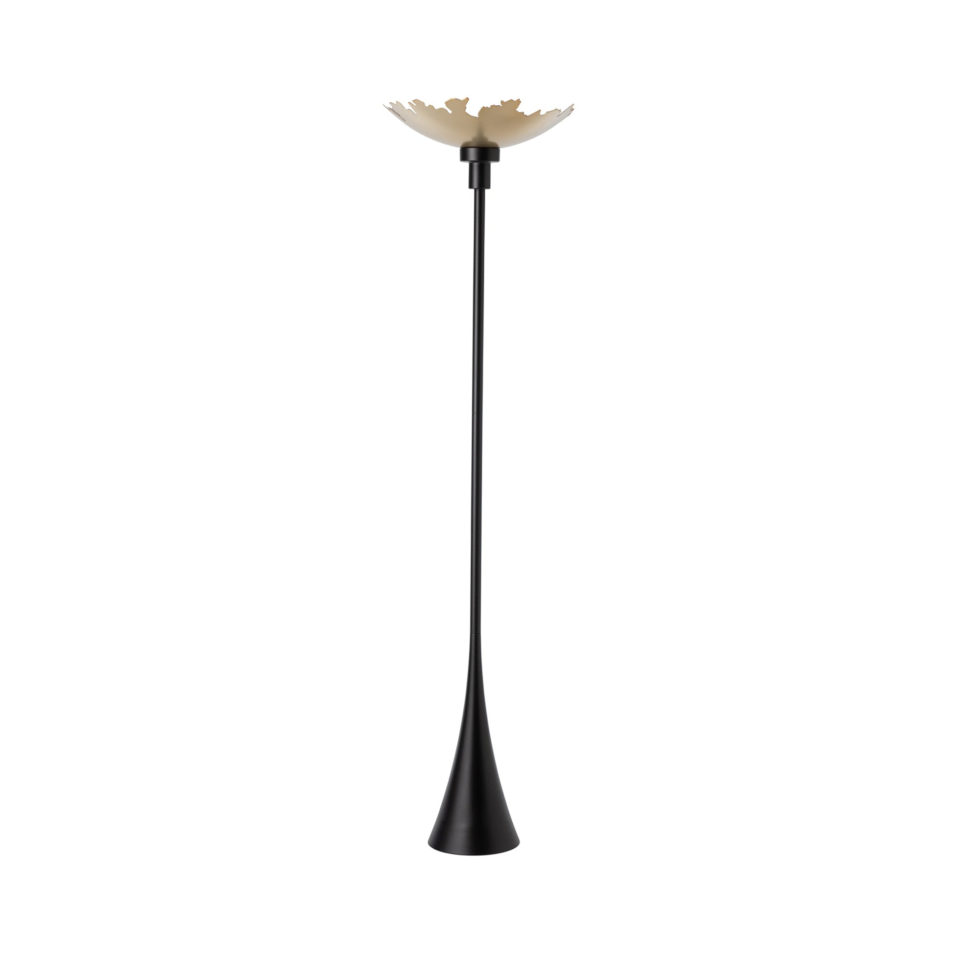 Pangea Torchiere Floor Lamp in Black/Modern Brass.