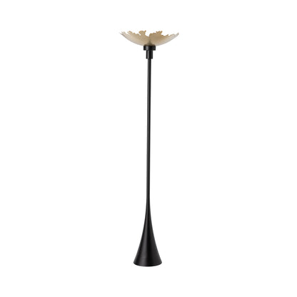 Pangea Torchiere Floor Lamp in Black/Modern Brass.