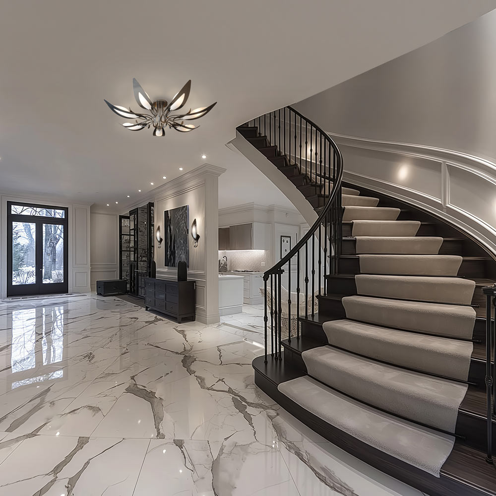 Parasol Semi Flush Mount Ceiling Light in lobby.