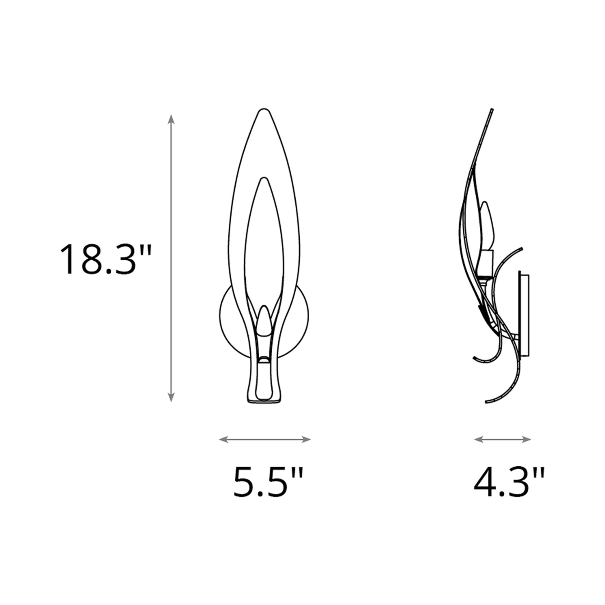 Parasol Wall Light - line drawing.