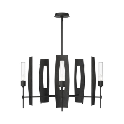 Passage Circular Pendant Light in Black/Clear Glass.