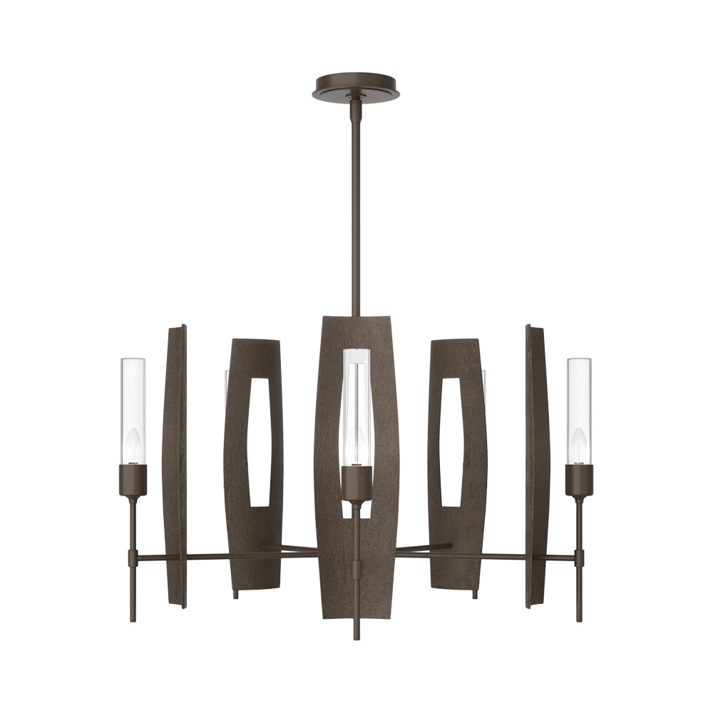 Passage Circular Pendant Light in Bronze/Clear Glass.