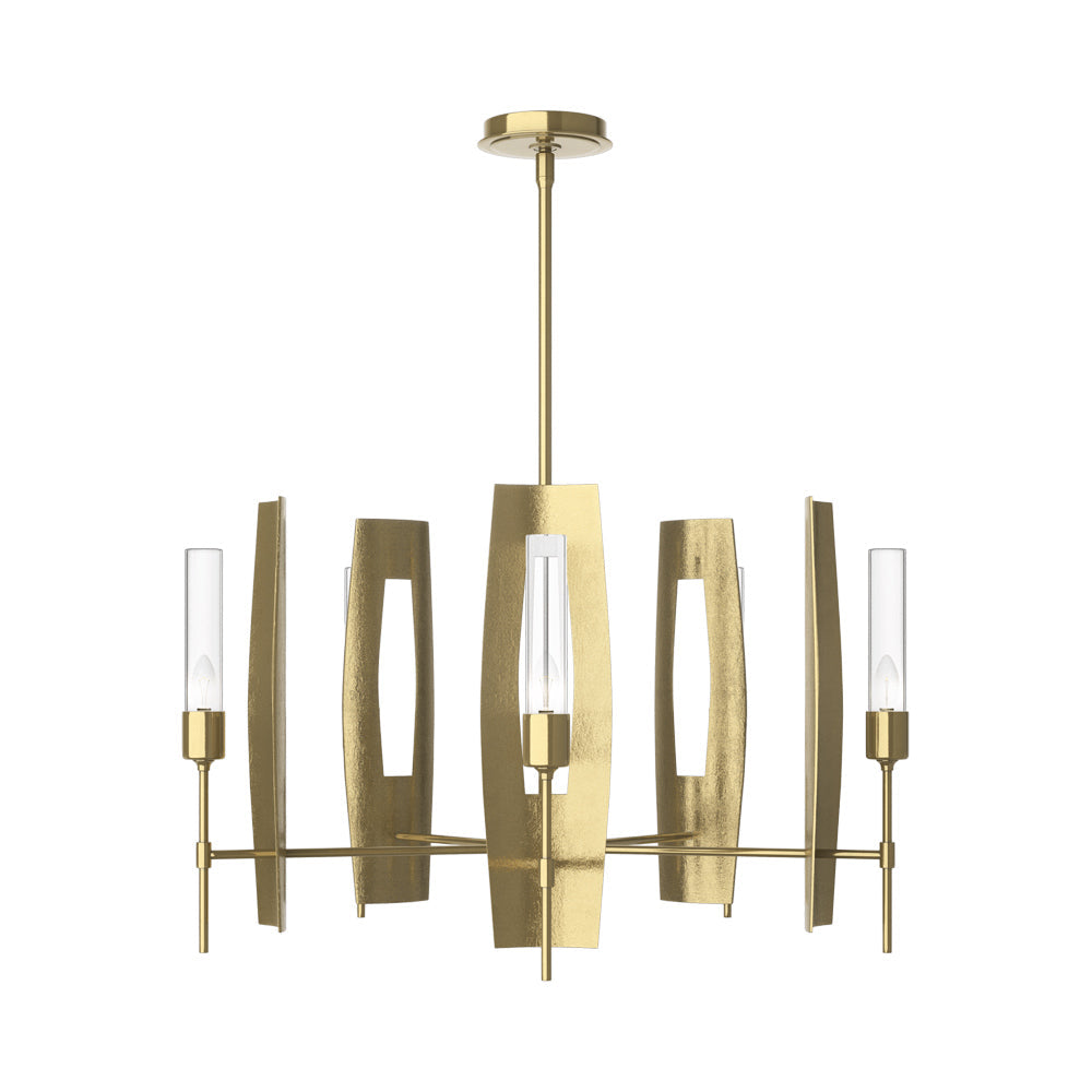 Passage Circular Pendant Light in Modern Brass/Clear Glass.