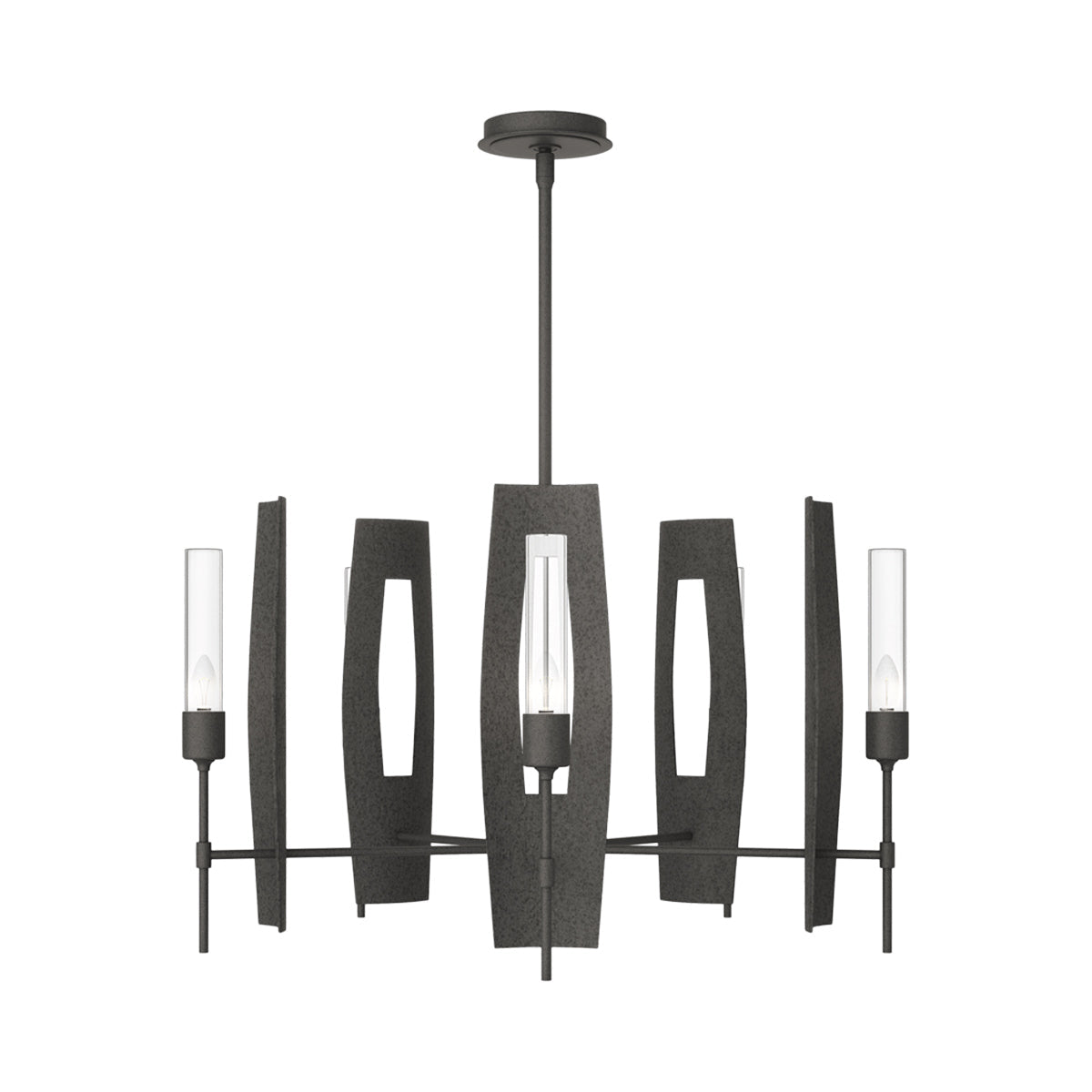 Passage Circular Pendant Light in Natural Iron/Clear Glass.