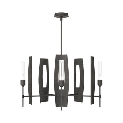Passage Circular Pendant Light in Natural Iron/Clear Glass.