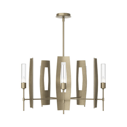 Passage Circular Pendant Light in Soft Gold/Clear Glass.