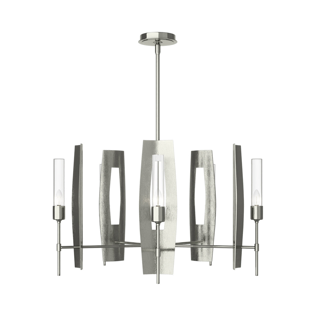 Passage Circular Pendant Light in Sterling/Clear Glass.