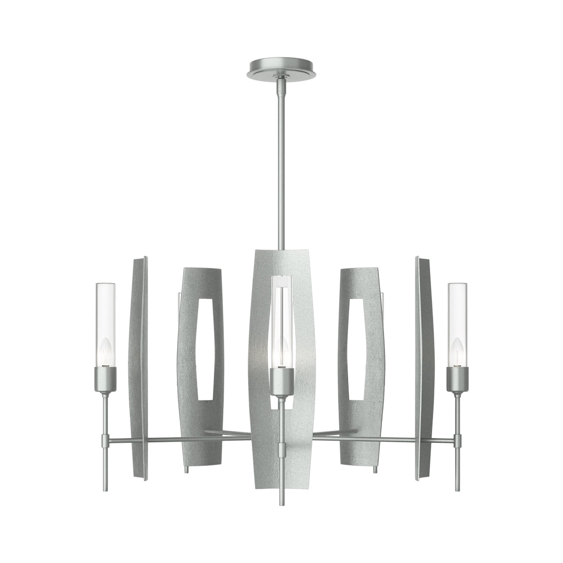 Passage Circular Pendant Light in Vintage Platinum/Clear Glass.