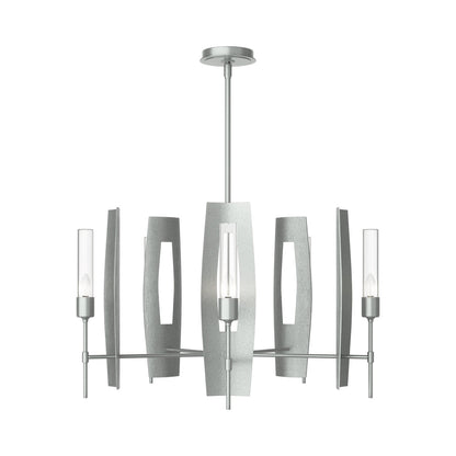 Passage Circular Pendant Light in Vintage Platinum/Clear Glass.