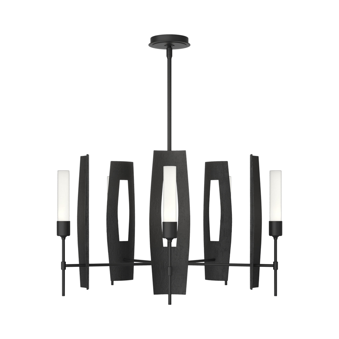 Passage Circular Pendant Light in Black/Frosted Glass.