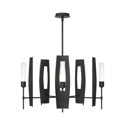 Passage Circular Pendant Light in Black/Frosted Glass.