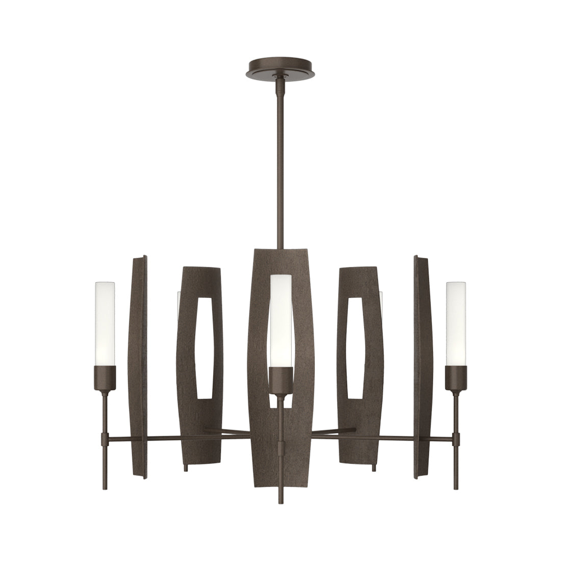 Passage Circular Pendant Light in Bronze/Frosted Glass.