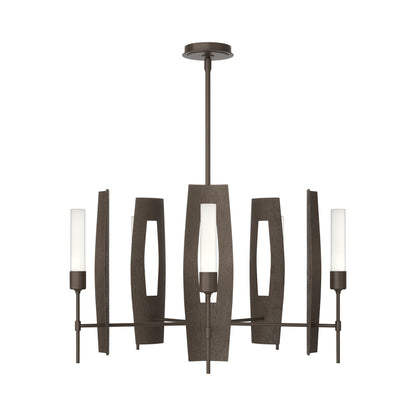Passage Circular Pendant Light in Bronze/Frosted Glass.