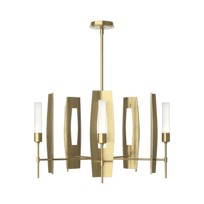 Passage Circular Pendant Light in Modern Brass/Frosted Glass.