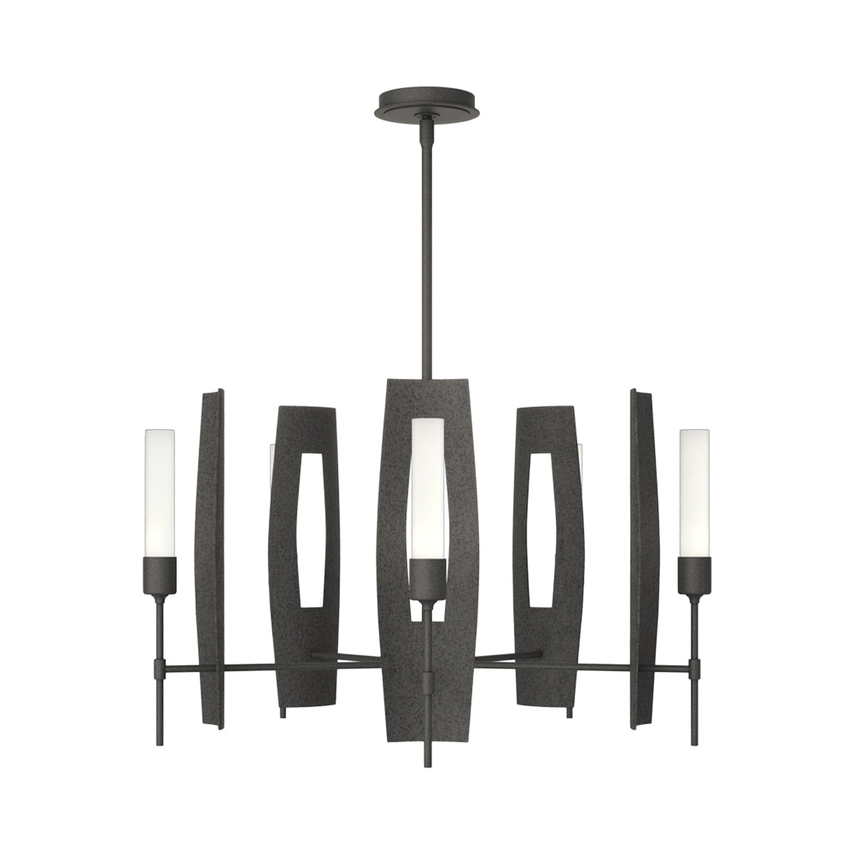 Passage Circular Pendant Light in Natural Iron/Frosted Glass.
