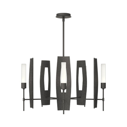 Passage Circular Pendant Light in Natural Iron/Frosted Glass.